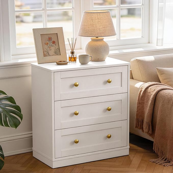 RoyalCraft White 3 Drawer Dresser, Small Dresser for Bedroom, Wood Nightstand with Drawers, Modern Chest of Drawers for Closet, Living Room, Entryway - Image 8