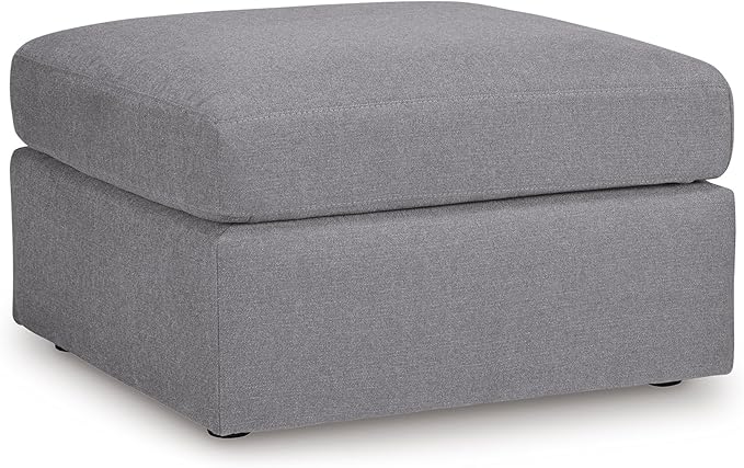 Signature Design by Ashley Modmax Contemporary Stain Resistant Square Oversized Accent Ottoman with Non-Skid Legs, Gray