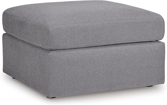 Signature Design by Ashley Modmax Contemporary Stain Resistant Square Oversized Accent Ottoman with Non-Skid Legs, Gray