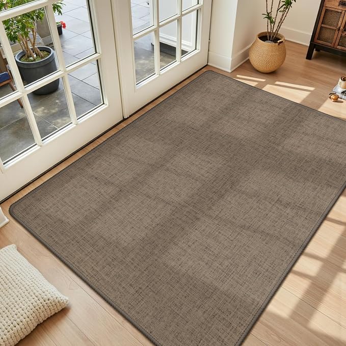 LEKEEPGO Ultra Thin Indoor Door Mat 36"x59", Low-Profile Door Mat Indoor Entrance, Non Slip Rubber Backing Inside Doormat Washable Welcome Front Entryway Dirt Trapper Entry Mat, Brown by LEKEEPGO