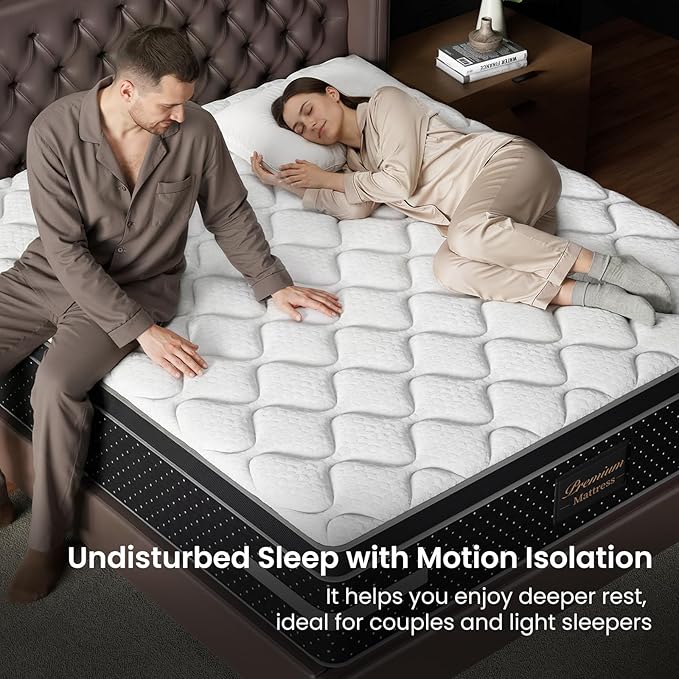 12 Inch Extra Firm Queen Mattress-Premium Hybrid Mattress in a Box with Back & Lumbar Support, Pocket Spring Bed for Motion Isolation, 365 Night Trial CertiPUR-US Certified
