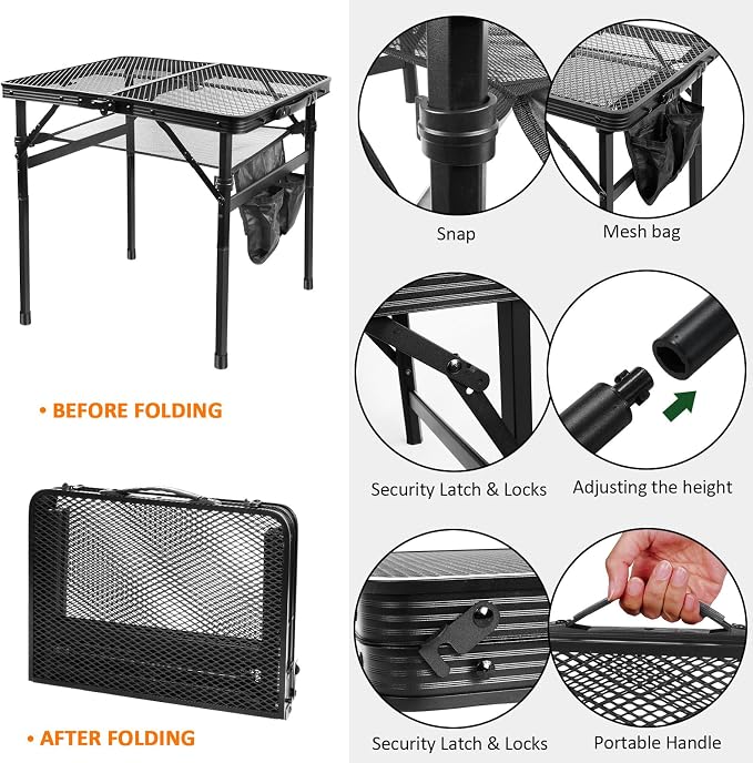 E EASTSTORM Folding Picnic Table for Grill Outdoor Camping Table with Portable Mesh Bag, Compact & Foldable for Easy Storage - Great for Picnic, Garden, Patio, Dining, BBQ, Party, Market 2Ft - Image 6