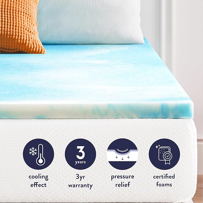 Best Price Mattress 1.5 Inch Swirl Gel AeroBreeze Cooling Air Flow Memory Foam Mattress Topper, Dorm Essentials, Full