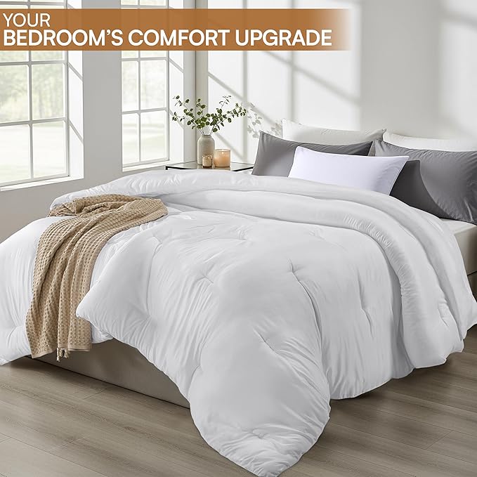 Utopia Bedding Comforters, All Season Duvet Insert, Down Alternative Comforter with Corner Tabs, Machine Washable Bed Comforter (White, King (Pack of 4))