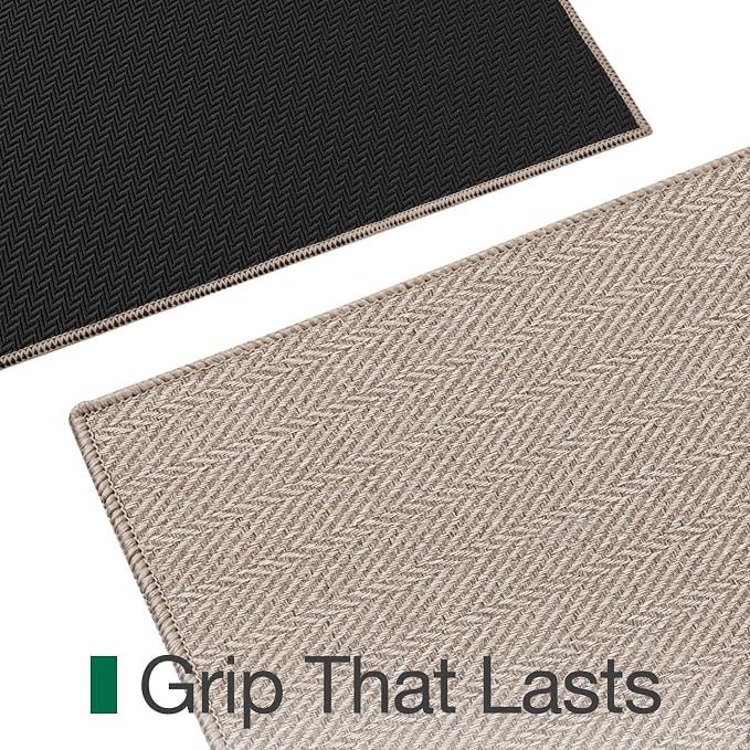 LUMI Ultra Thin Indoor Door Mat for Entrance 36"x56", Non Slip Entryway Mat, Low Profile Doormat, Unique Herringbone Design Carpet for Inside, Patio, Porch, Dark Beige - Image 6