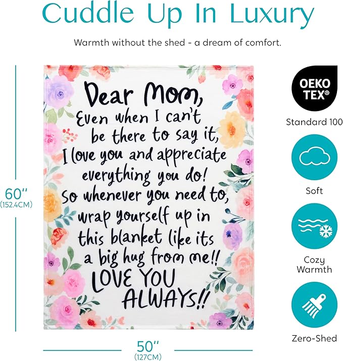Joiedomi Mothers Day Blanket Gifts for Mom Birthday Gifts Soft Flannel Blanket for Mom Grandma from Daughter Son 50" x 60" Pink