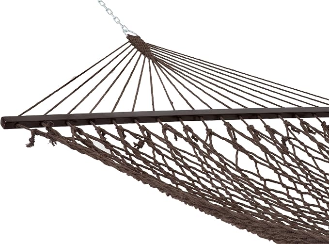 Sunnydaze Cotton Rope Hammock for Outside - 450-Pound Capacity Indoor or Outdoor Hammock with Spreader Bars - Brown - Image 9