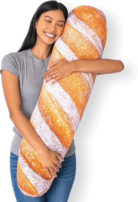 Much Comfort 42" 3D Rustic Baguette Throw Pillow - Made with Soft & Ultra Premium Fabric - Cute, Comfortable, Plush, Stuffed French Bread Loaf Body Cushion for Home Decor - Best Funny Gift - X-Large