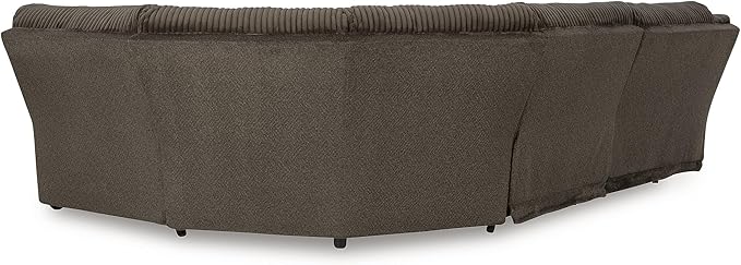 Signature Design by Ashley Top Tier Modern 5-Piece Reclining Sectional with Armrest and Throw Pillows, Dark Brown