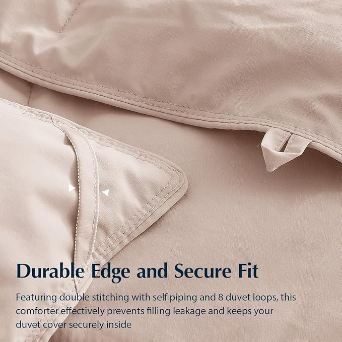 Pacific Coast Cooling Goose Feather and Down Fiber Comforter Twin Size, Breathable Duvet Insert for Summer and Hot Sleepers, Natural Cooling Tencel Lyocell Shell, 8 Corner Tabs, Light Pink, 68x90