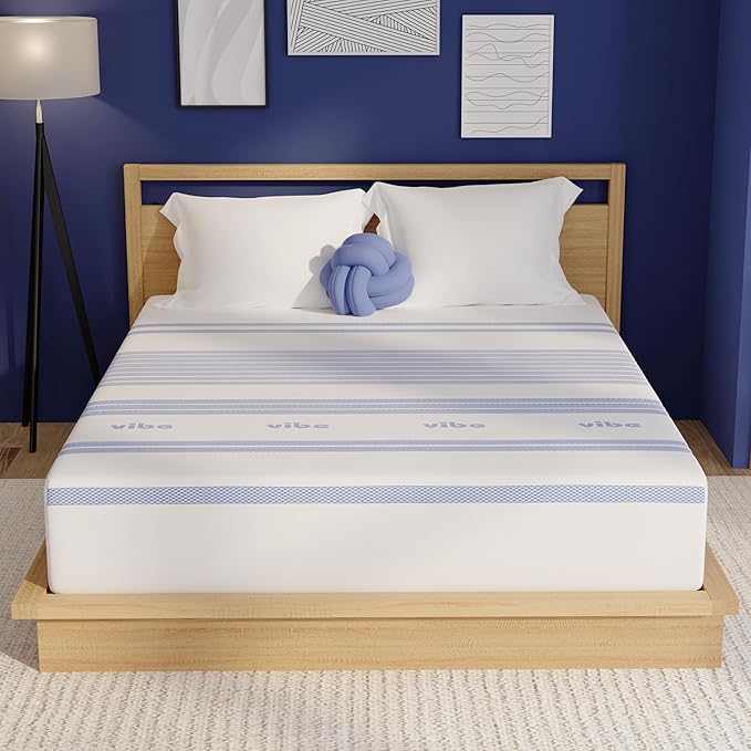 Vibe 12-Inch Gel Memory Foam Mattress - Cooling Gel - Pressure-Relieving Support - Medium-Firm Feel - CertiPUR-US Certified - Bed-in-a-Box - California King Size