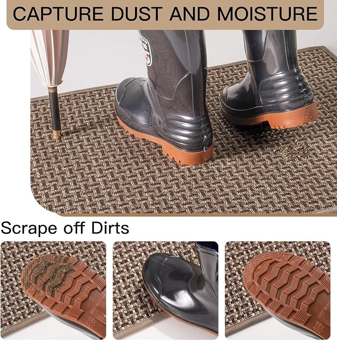 YDKGL Door Mat 31x47, Dirt Resistant and Absorbent, Non-Slip Rubber Backing Floor Mats, Easy Clean Low-Profile Doormat for Entryway, Front Door, Inside Entrance Brown - Image 3