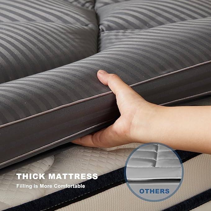 BEDLORE California King Mattress Topper, Thick Pillow Top Pad for Back Pain Relief, Cooling Soft Mattress Cover with Deep Pockets 6-18 inch