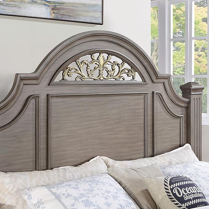 Furniture of America Malierd Traditional Wood 3-Piece Bedroom Set, Panel California King-Size Bed and 3-Drawer Nightstand for Bedroom, Gray
