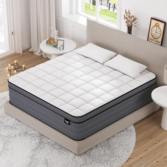 Firm Queen Hybrid Mattress 14 Inch, Queen Size Mattress with Gel Memory Foam for Pressure Relief & Lumbar Support, Motion Isoloation, Bed in a Box, CertiPUR-US