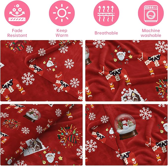 COMFAR Cute Christmas Blankets and Throws for Adults/Women/Boys/Kids, Holiday Fleece Throw Blanket for Couch/Sofa, Holiday Decor, Christmas Decorations/Gifts 50"x 60"