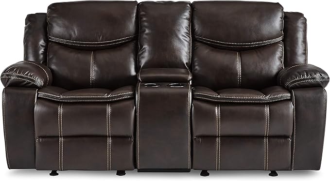 Lexicon Bay Manual Double Glider Reclining Loveseat, Dark Brown