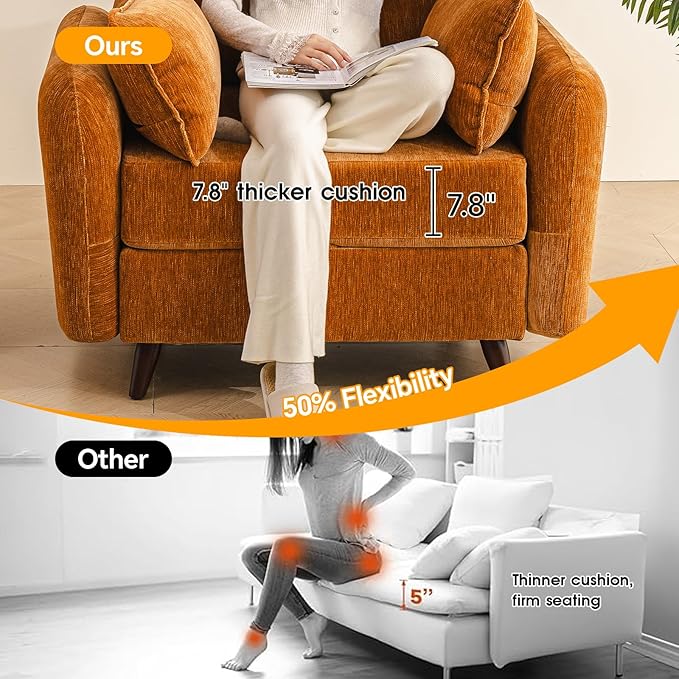 Rexulqo Oversized Accent Chair with Ottoman,All Seats Storage,Comfy Big Armchair,24.5'' Deep Seat,Upholstered Living Room Chairs,Reading Chair,Lounge Chair for Bedroom,Office,Chenille,Yellow