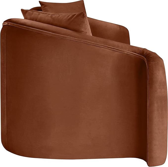 Meridian Furniture 44052Cognac-S Destin Collection Modern | Contemporary Sofa with Ultra Luxe Cognac 460 GSM Velvet, Rich Curves, 91" W x 34.5" D x 31" H, Cognac