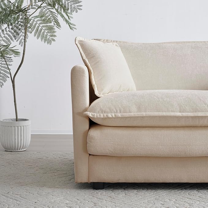 ERYE U-Shaped Oversized Sectional Sofa Modern Deep Seat Reversible Chaises Sofa&Couch with Movable Ottomans and 6 Pillows, Modular Sleeper Upholstered Couch for Living Room, Apartment, Studio, Office