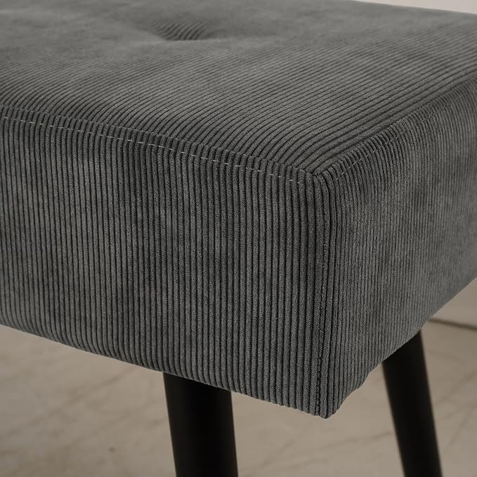 Comfy to go Entryway Bench - Grey Bench for Bedroom, Modern Ottoman End of Bed, Corduroy Padded Benches for Living Room, Foyer, Mudroom, Hallway - 39" L x 14" W x 17" H - Image 9