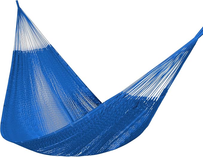 PNAEUT Handwoven Mayan Hammock, Thick Soft Rope Double Hammock for Outdoor Outside & Indoor, 600 lbs Capacity Heavy-Duty, Includes Tree Straps, Carabiners & Carrying Bag (Navy Caribe, X-Large) by PNAEUT