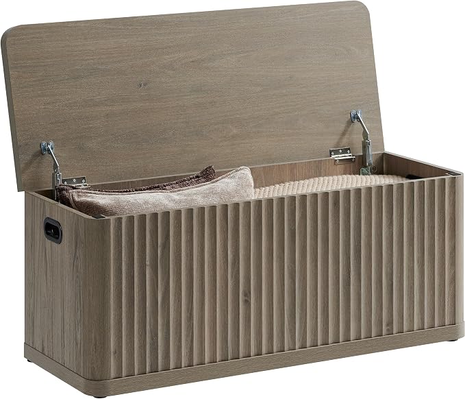 SICOTAS Storage Bench 40.2" Wide Shoe Bench with Lift Top Large Wooden Storage Chest Trunk Modern Blanket Chest with 2 Safety Hinges & Seating for Bedroom Entryway Living Room Hallway by SICOTAS