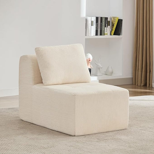 KIGOTY Modular Sectional Sofa, Comfy Cloud Sectional Couch, Armless Boneless Couch for Living Room, No Assembly Required,White