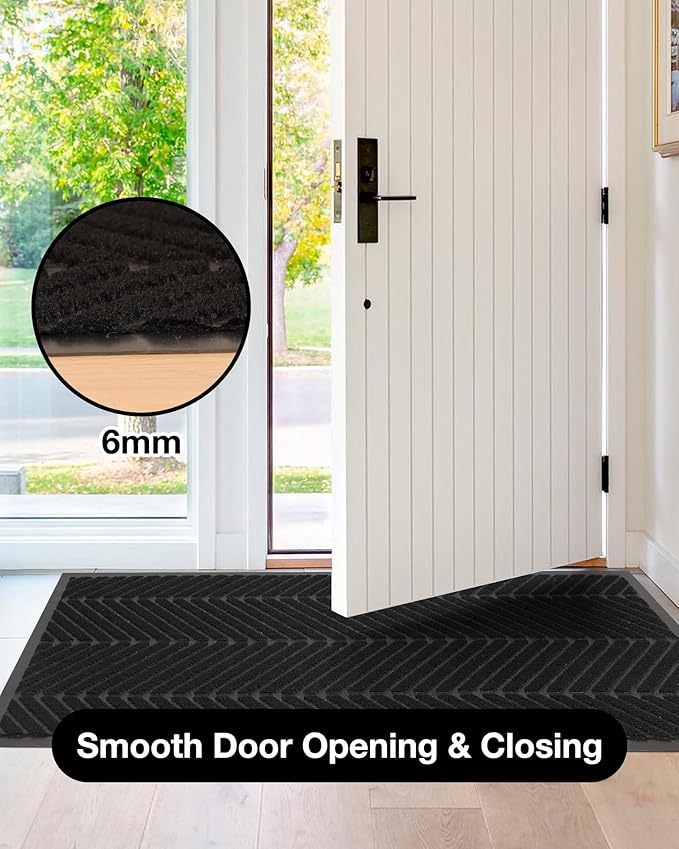 4′ x 10′ Heavy Duty Front Door Mat Indoor Outdoor Entrance, Easy Clean Non-Slip All Weather Commercial Floor Mat for Entryway, No Curling Waterproof Vinyl Welcome Mat (Black) - Image 4