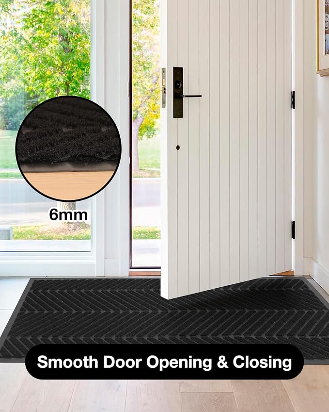 3′ x 5′ Heavy Duty Front Door Mat Indoor Outdoor Entrance, Easy Clean Non-Slip All Weather Commercial Floor Mat for Entryway, No Curling Waterproof Porch Rug (36" x 60", Black) - Image 6