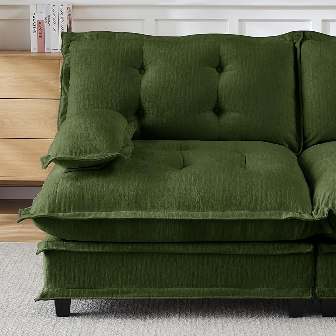 108" Oversized L Shaped Modular Sectional Sofa with Reversible Ottoman, Comfy Chenille Upholstered Cloud Couch 4-Seater Sofa Set for Living Room, Apartment, Office | Free Combination, Tufted
