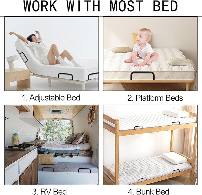 Mattress Retainer Bar Bracket Holder 3Pcs - Keeps Mattress from Sliding on Platform, Adjustable & RV Beds