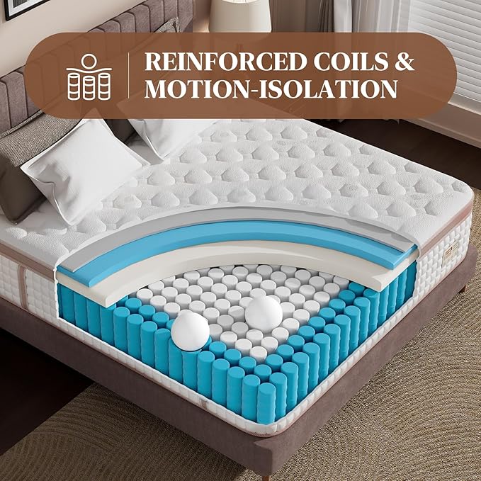 Full Mattress 12 Inch, Extra Firm Orthopedic Hybrid Mattresses in a Box for Spinal Alignment & Back Pain Relief, Motion Isolation, CertiPUR-US & Fiberglass-Free, 365-Night Trial