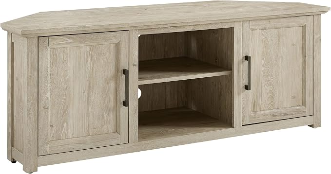 Crosley Furniture Camden Corner TV Stand for 65+ inch TVs, Entertainment Center with Storage Shelves, Frosted Oak by CrosleyFurniture