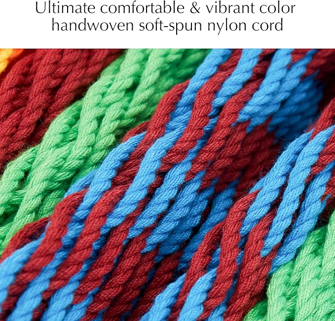 PNAEUT Handwoven Mayan Hammocks for Outside, Handwoven Thick Soft Rope Double Hammocks for Outdoor Indoor, Max 600 lbs Capacity, Tree Straps, Carabiners & Carrying Bag Included (Tropical, X-Large) - Image 6