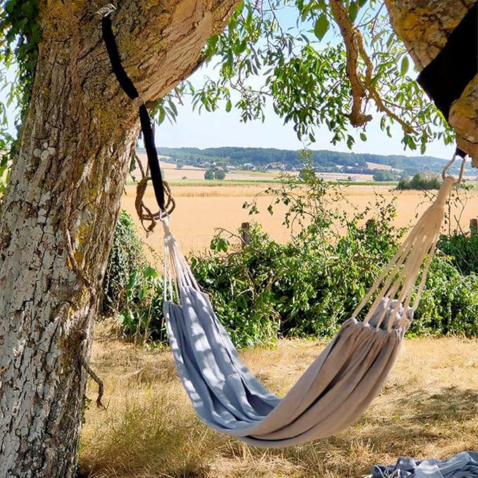 ANYOO Cotton Hammock Portable Camping Hammocks for Hanging Sturdy Garden Comfortable Fabric Hammock with Tree Straps Up to 660lbs with Travel Bag for Camping Outdoor/Indoor Patio Backyard - Image 7