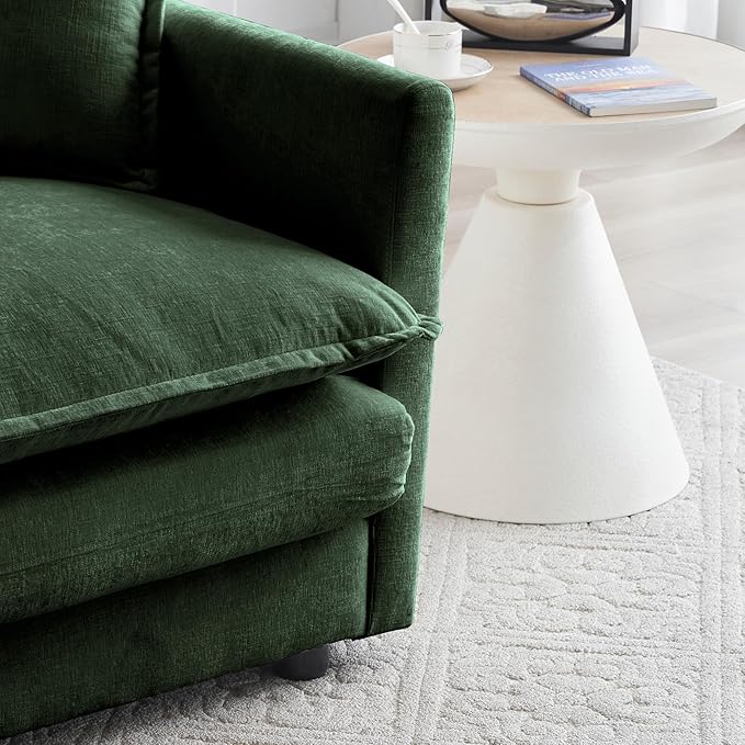 KEIKI Combination Sofa, Upholstered 3 Seater Couch, Oversized Sectional Sofa with Reversible Ottoman for Living Room Bedroom Office, Green