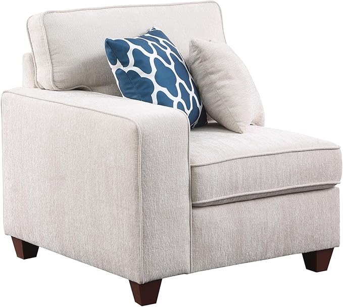 Ball & Cast 116" L-Shaped Sectional Couch with Movable Ottoman and 6 Throw Pillows,7 Seat Chenille Upholstered Sectional Sofa W/Wide Armrest,DIY Combination,Comfy Sectionals Set for Living Room,Beige