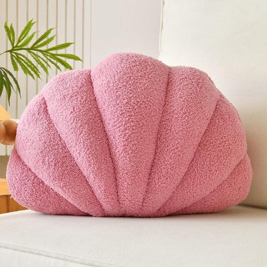 Lfsaaj Pink Seashell Throw Pillows, Shell Shaped Throw Pillows, 13 Inch Soft Home Decorative Pillow Plush Cushion for Bed Couch Living Sofa Room Decor Accent Throw Pillow (Dusty Pink, Large-18Inch)