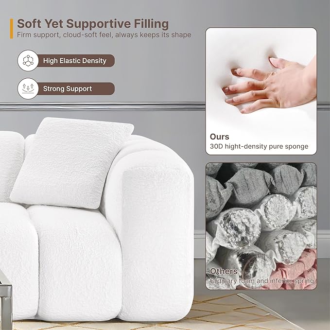 84" Boneless Couch No Assembly Required Loveseat Sofa Modern Deep Seat Cloud Couch Modern Compressed Sofa Oversized Upholstered 3-Seater for Living Room Bedroom