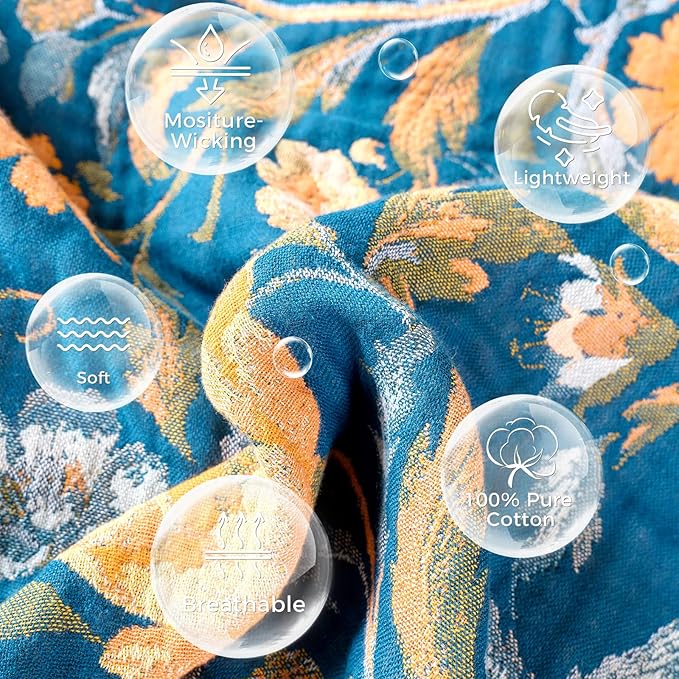LUTBM Boho Throw Blanket for Couch Sofa Chair Cotton Spring Blankets for Bedroom Living Room All Season Soft Lightweight Reversible Floral Bird Embroidery Decorative Throws 50"x60"