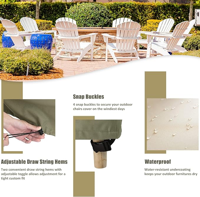 COSFLY Outdoor Furniture Patio Chair Covers Waterproof, Lounge Deep Seat Cover, Lawn Furnitures Covers Fits up to 31.5W x 33.5D x 36H inches(2 Pack) - Image 5
