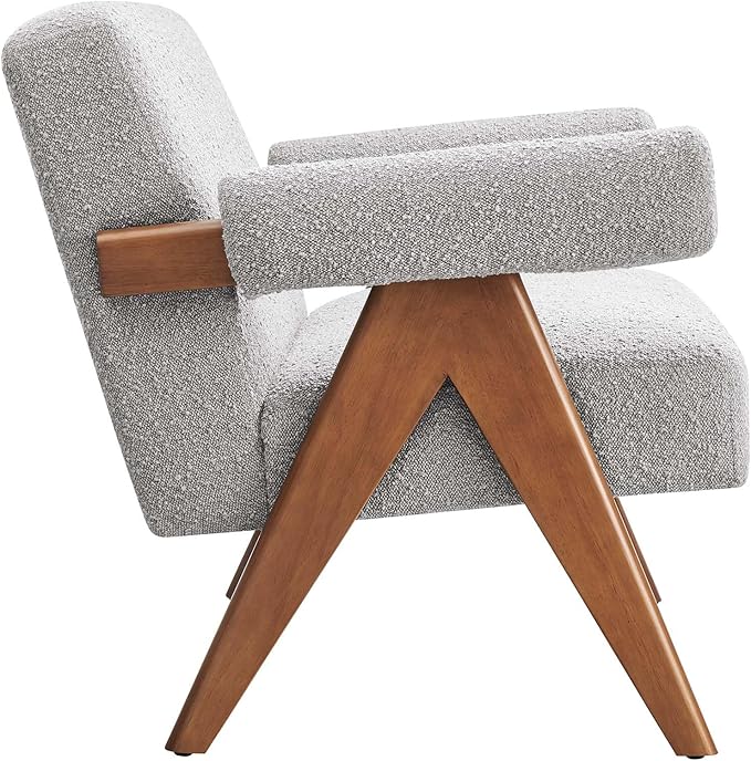 Modway EEI-6504-LGR Lyra Boucle Fabric Loveseat, Light Gray