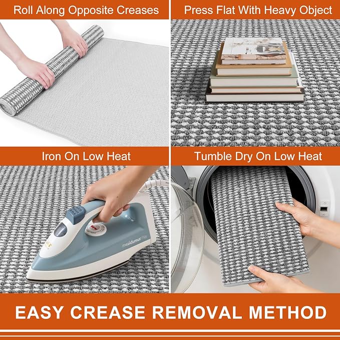 Dirt Trapper Door Mat 20" x 32", Non-Slip Indoor Door Mats, Absorbent Washable Door Mat Indoor Entrance, Low-Profile Inside Doormat Floor Rugs for Entryway and Entry, Grey White (Flod) - Image 4