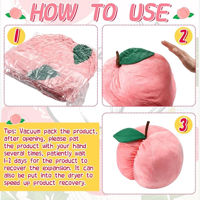Beeveer Peach Plush Decorative Gift Cute Fruit Plush Pillow Kawaii Hugging Plushies Soft Novelty Cushion Seat Home Room Decor