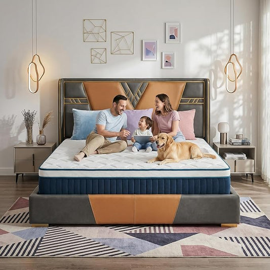 King Size Mattress - 14 Inch King Mattress- Hybrid Memory Foam Mattress,Pressure Relief, Cooling Breathable Cover, CertiPUR-US Certified, Bed-in-a-Box