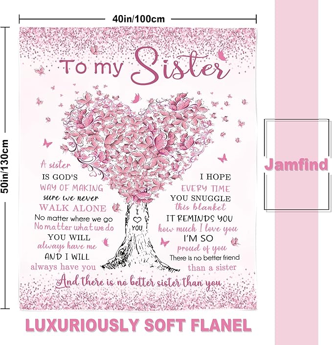 Sister Birthday Gifts, Sisters Gifts from Sis, Gift for Sister Birthday Blanket 40"x 50", Best Big Sisters Birthday Graduation Ever Gift Ideas for Women