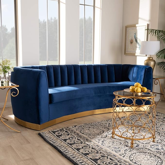 Baxton Studio Sofas, Royal Blue/Gold