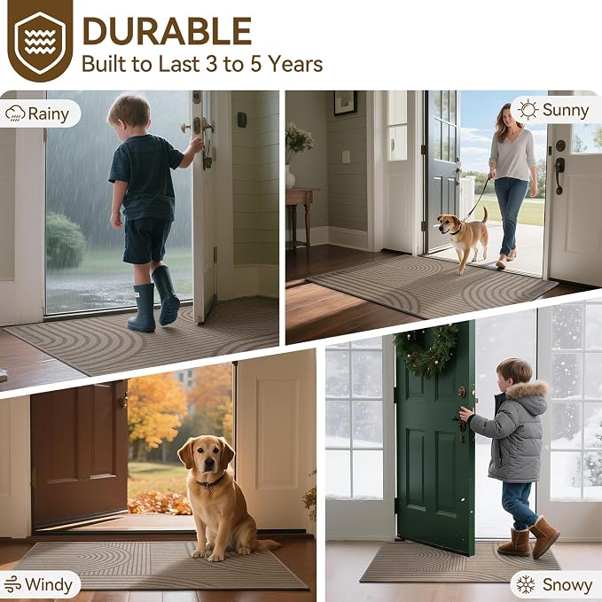 Front Door Mat 36'x59'', Absorbent Dirt Resist Washable Non Slip Low-Profile Indoor Doormat, Welcome Entryway Door Mats, Brown - Image 7