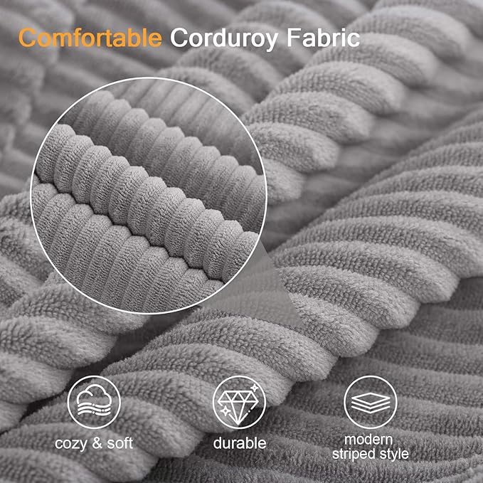 MeMoreCool Convertible Sofa Bed, Pull Out Loveseat Sleeper Sofa, Small Boneless Cloud Couch Bed for Adults, Fold Out Foam Love Seat, Corduroy Folding Floor Couch for Bedroom, Light Grey